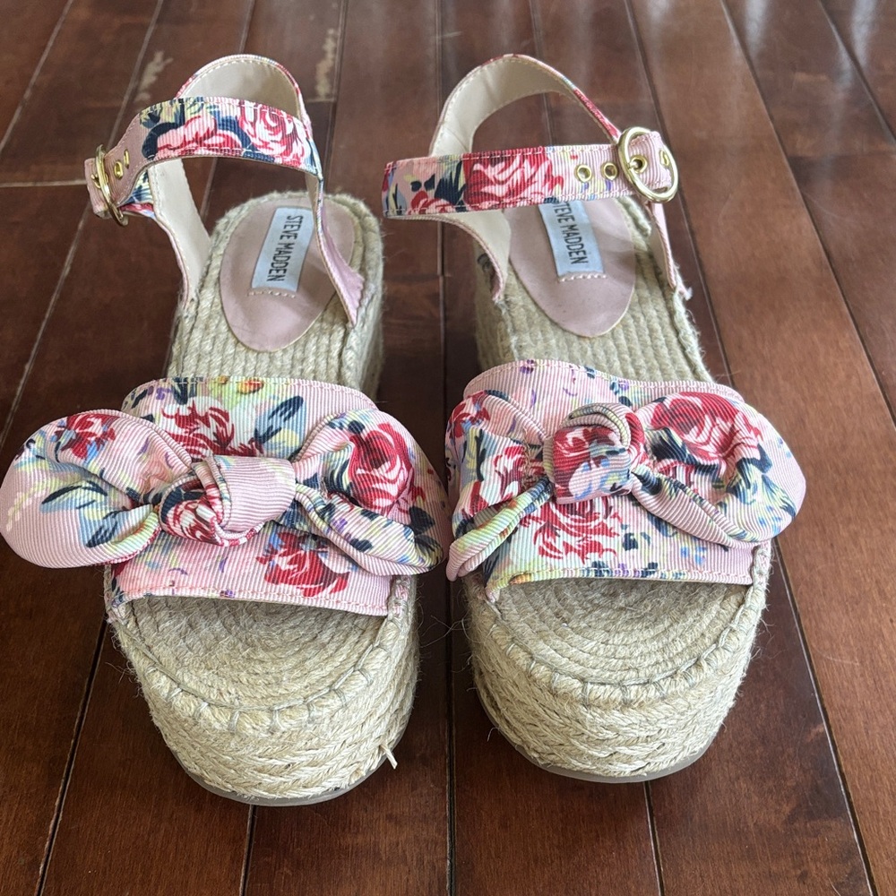 Steve Madden Pink Floral Espadrille Sandals